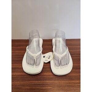 REEF Women's Sz 10 White Silver Kiwi 1796 Flip-Flop Shoes Sandals